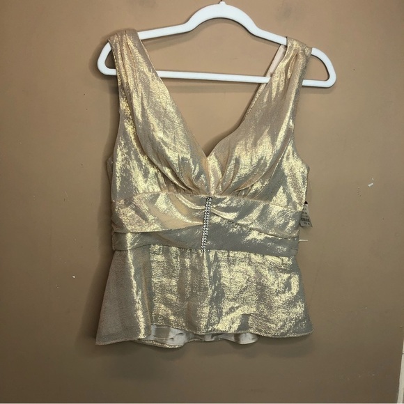 Jessica Howards Evenings Gold Shimmy Sleeveless Top Size 10 NWT - Picture 1 of 5